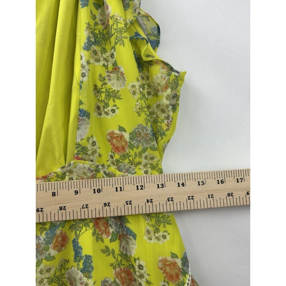 Marissa Webb Collective x RTR Women’s 6 Yellow Ruffle Halter Floral Mini Dress - Picture 8 of 16